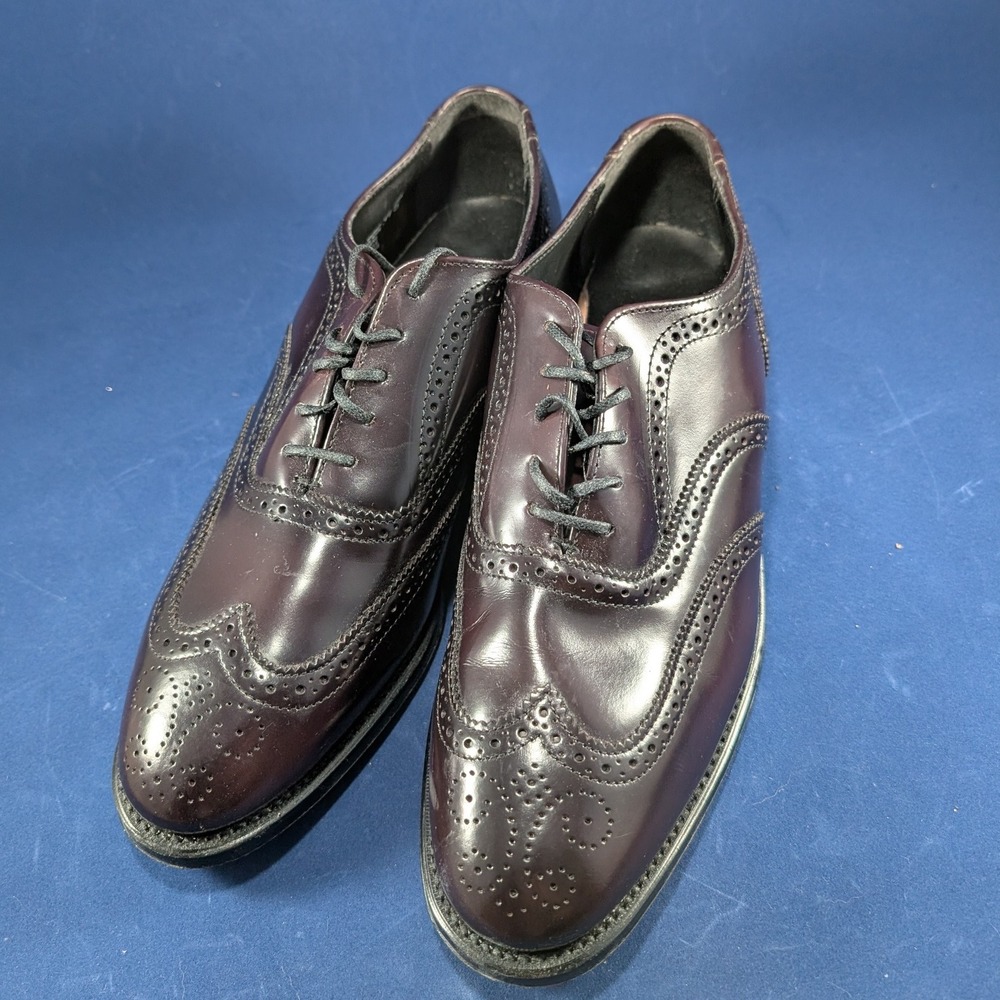 Nunn Bush Wingtip Brogue Oxford Dress Shoes Leather Burgundy‎ Mens Size 10 D